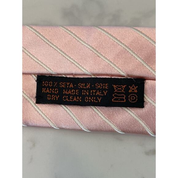DOLCEPUNTA 7 Fold Italian 100% Luxury Silk Tie XL 62 x 4 Pink Stripes - Picture 6 of 7